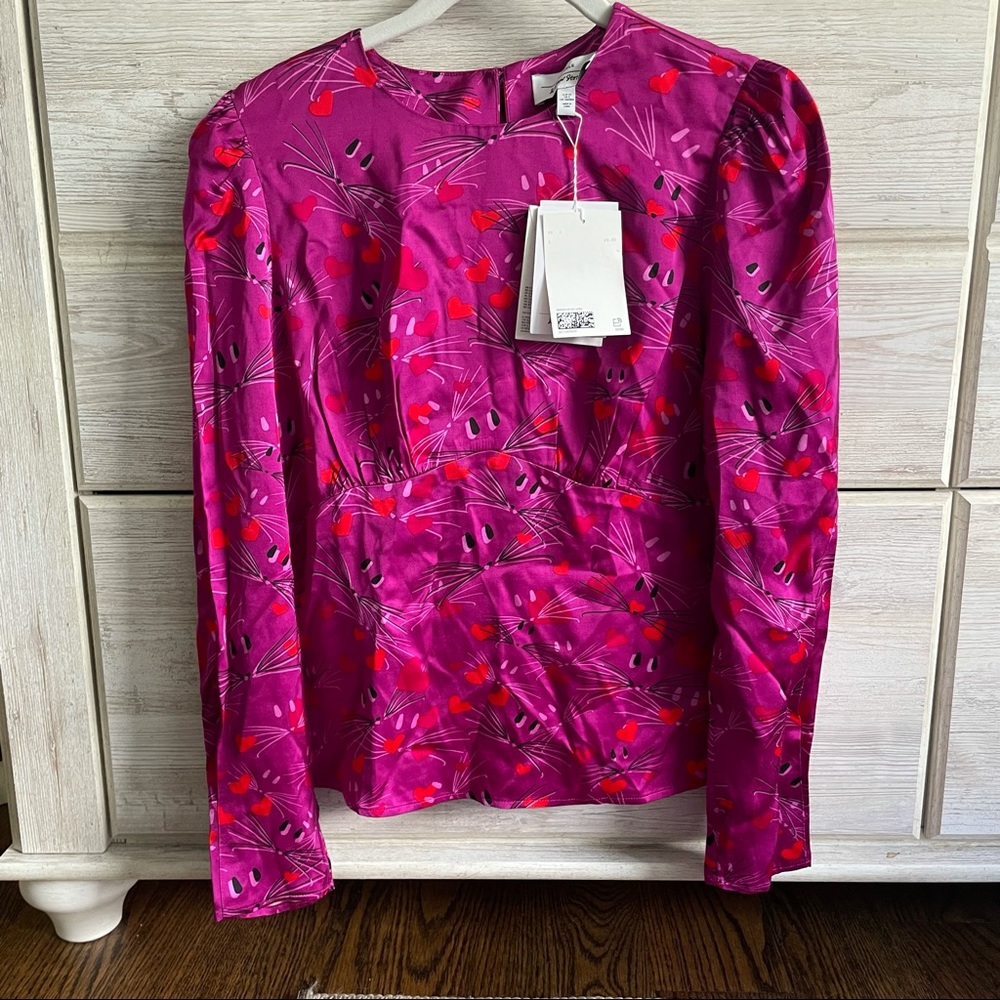& Other Stories Blouse. Heart & Cat print. Size 2.
